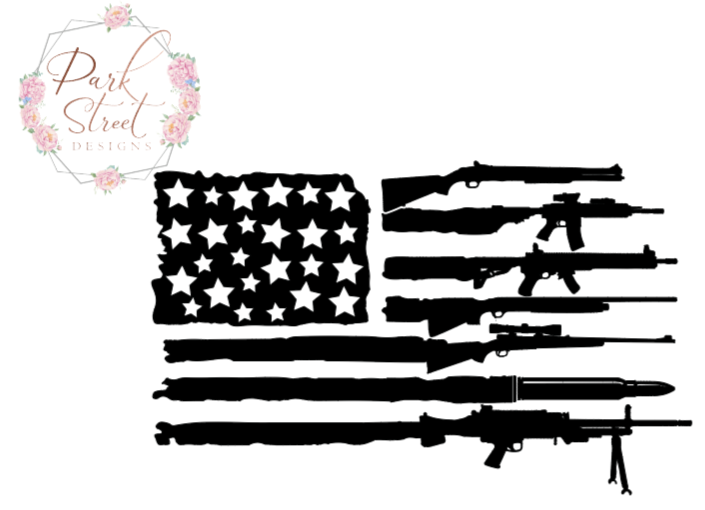 American Flag Made From Guns Decal